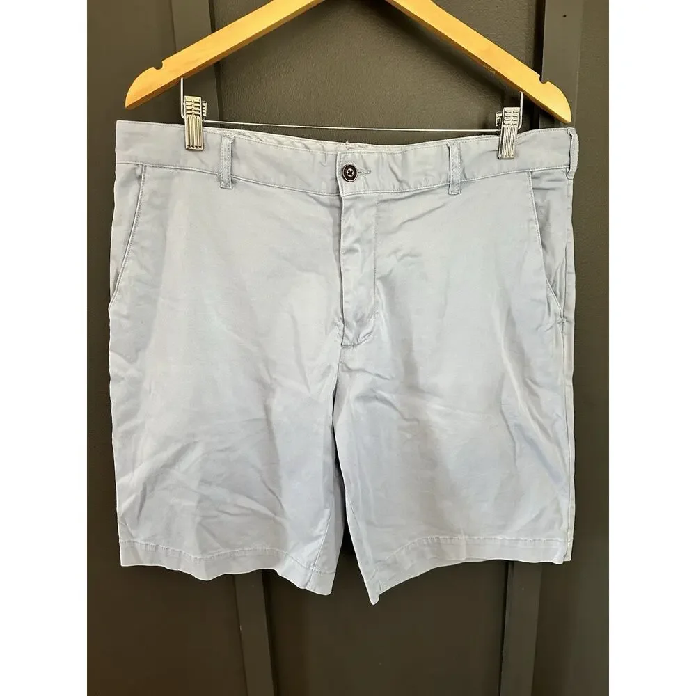 Faherty Men’s Chino Shorts - Light Blue, Size 36, Flat Front With Pockets